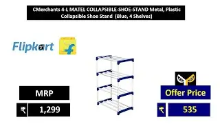 CMerchants 4 L MATEL COLLAPSIBLE SHOE STAND Metal, Plastic Collapsible Shoe Stand  Blue, 4 Shelves