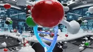 An AI VR video of a dna double helix