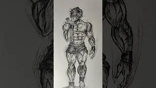 Baki Hanma meme face?😆 Speed Drawing #shorts #baki #bakihanma #muscle #funny
