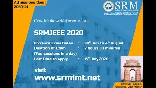 SRM Admissions Open 2020-21