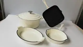 White Enamel LF Cast Iron Cookware Set