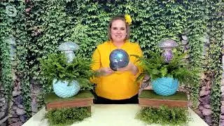 Marigold Solar Powered Mosaic Glass Mushroom Garden Stake on QVC