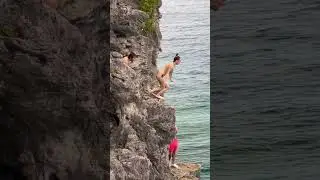Girl's Ultimate Beach Dare 🙌 Epic Jumps into Clear Emerald Water #shorts