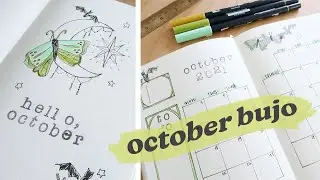 plan with me ~ october 2021 bullet journal setup 💚  moths, bats & moonlight theme