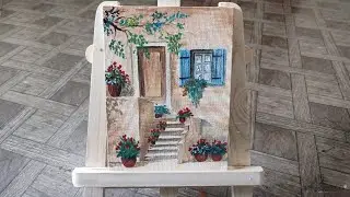 the Entrance - acrylic painting italian garden village - art supplies-Paintastic arts