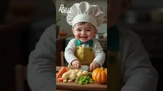 Tiny Chef&rsquo;s Colorful Cooking Adventure 🥕🎃#cute #baby #cutebaby  #shorts #shortvideo