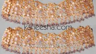 Meenakari Gold Polki Anklets, Latest Traditional Anklets