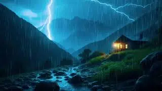 Mountain Rain and Thunder at Night | Stress Relief Nature Sounds 4K 