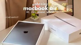 📦 unboxing macbook air m1 (in space grey!) | setting up + accessories 💜