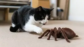 Cat Vs Giant Spider (Tarantula) RC | 4K