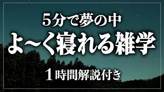 【睡眠導入】たった5分で夢の中へ。よく眠りましょう。寝ながら賢くなる日常生活100の雑学1時間【BGMなし】【男性朗読】