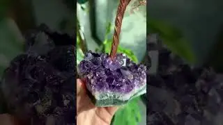 Handmade Colorful Crystals Money Tree on Natural Amethyst Cluster Druzy Base, Handmade Home Gifts