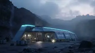 Rain Shower in Alien Planet Research Hub | Sci-Fi Ambiance for Sleep, Study, Relaxation