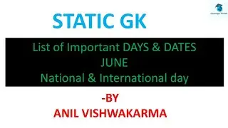 Important days in JUNE  2021 National and International