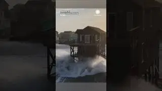 Hurricane Erin's Waves Slam into Outer Banks Homes