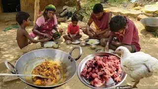 A Very Poor rural family in India COOKING Delicious Chicken Meat Curry and Lunch of Rural Poor Life