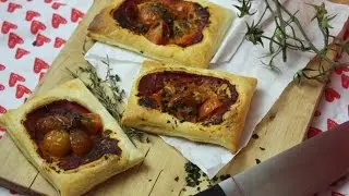 Schnelle Blätterteigpizza-Häppchen/ EM-Snack/Fußball-Party/Fingerfood (vegan)