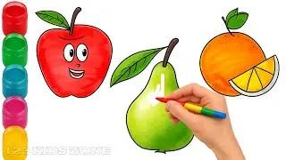 Fruits Coloring for Kids | Learn Color with Apple Orange, Toddler & Preschool Learning #KidsColoring