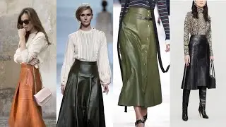 Edge Script: Asymmetrical Zip Leather Skirt with Angled Hem and Bold Stitch Detailing