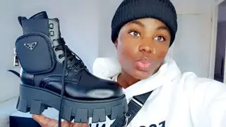PRADA MONOLITH BRUSHED ROIS AND NYLON BOOTS