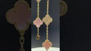 Custom Made Van Cleef Arpels Vintage Alhambra Bracelet 18K Real Gold Pink Mother Of Pearl