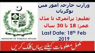 Ministry of Foreign Affairs Jobs 2019