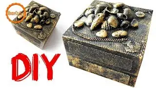 DIY СУПЕР ИДЕЯ для декорирования коробочки ракушками! || Mixed Media Box // Шкатулка декор