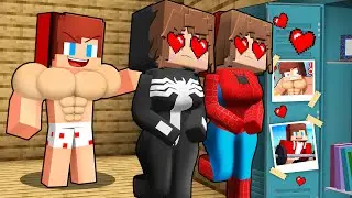 VENOM GIRL and SPIDER GIRL are fans of STRONG JJ in Minecraft - Maizen