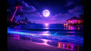 Neon Moon Beach 🌙 80 Minutes of Ocean Waves, Night Breeze & Deep Sleep Sounds