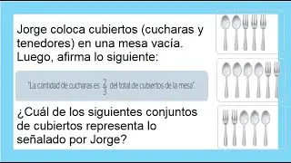 Problema resuelto sobre fracciones y proporción en la cantidad de cubiertos