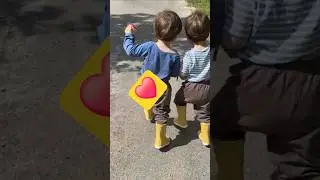 Adorable Twins Walking Together