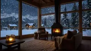 No Ads Fireplace Blizzard ASMR - Snow Storm Sleep Sound With Fireplace Burning For Deep Sleeping