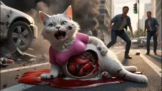 Pregnant cat&rsquo;s accident from trusting her husband! 🐱💔#cat #cute #catlover #catvideos #cutecat #ai