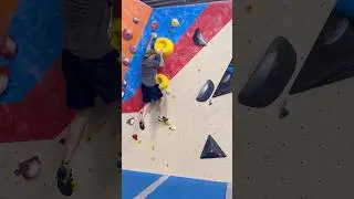 Yellow holds.  almost feel when my left foot popped off.  #boulderinglife #bouldering
