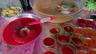 Baby shower drink table ideas. 3 types of punch, sugar-free, regular, & with alcohol.