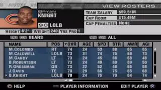 Madden 2004 Chicago Bears Overall Player Ratings