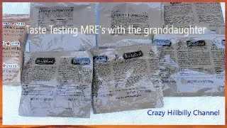 Taste testing MRE's with the granddaughter