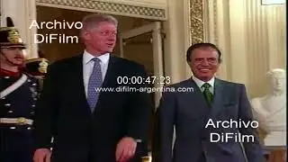 Argentine President Carlos Menem and Bill Clinton tribute to General San Martin 1997 FOOTAGE ARCHIVE