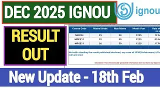 Ignou Result New Update Published Dec 2025- 18th Feb | IGNOU December 2025 result declared