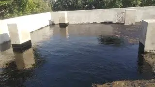 Applying of hot bitumen on roof for waterproofing agent 10/20 and 80/100 mixture complete detail