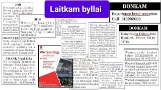 Laitkam byllai - Multiple job vacancies: Frank Yamaha, Kripa Foundation, Hotel, Restaurant,...