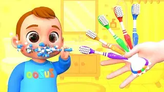 5 Finger Family Good Habits tooth brush routine Song | ZuZoo Nursery Rhymes & Kids Songs