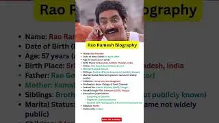 Rao Ramesh Biography _ Versatile Actor of Telugu Cinema _ Life_ Career _ Best Roles 🎬#actor