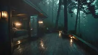 🌲Rain Sounds in a Forest Cabin | Deep Relax and Sleep Peacefully