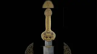 Detail of handle of Yongle sword, iron, gold, silver, wood and..