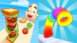 Sandwich Runner VS Slinky Hop - Gameplay Walkthrough All Levels (Android, iOS) Part 1