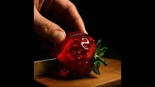 🍓🔪 Glassy magic: AI strawberry cut! See how digital art transforms the fruit! #AI #GlassArt