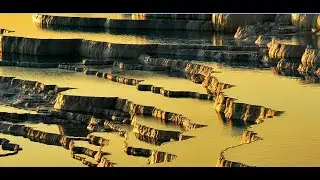Sunset at Pamukkale's travertine&nbsp;terraces&nbsp;, , T&uuml;rkiye's thermal  and UNESCO World Heritage site