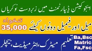 EDUCATIONAL Department Jobs 2019- Male-Female- Elementary And Secondary Education Department kpk job