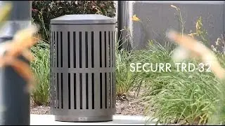 Outdoor Metal Waste Receptacle, Anti-Graffiti Decorative Vertical Slats, Custom Slatted Trash Can